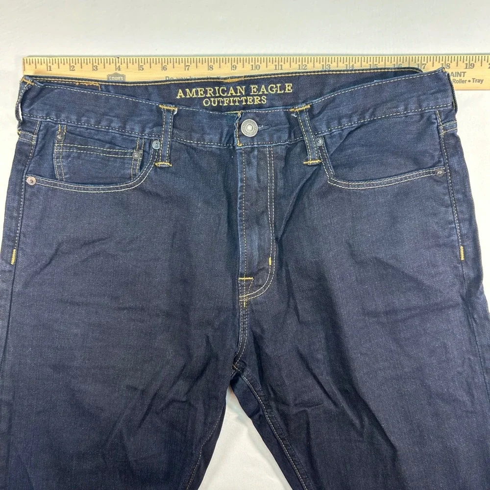 American Eagle Outfitters Slim Straight Dark Wash Jeans Mens 36x34 Stretch Denim